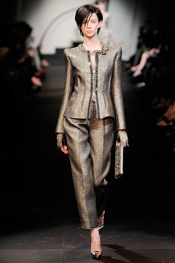 gold metallic tailored suit