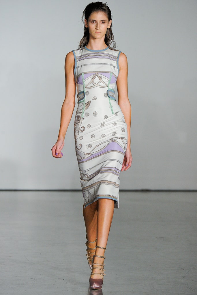 fitted silk printed midi dress
