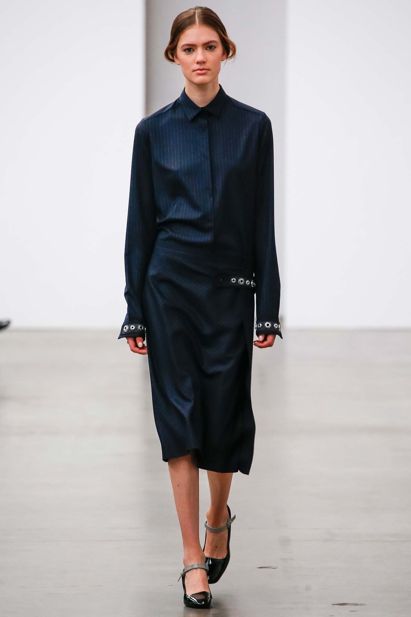 black silk long-sleeve dress