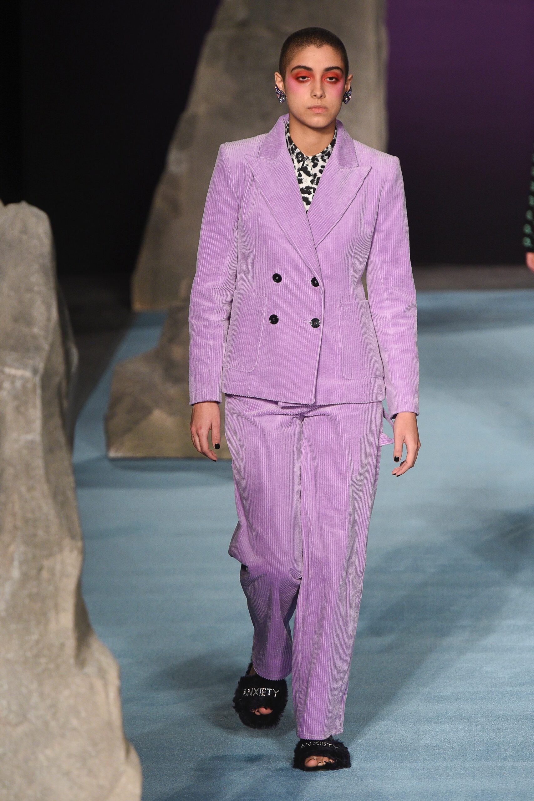 purple tailored suit