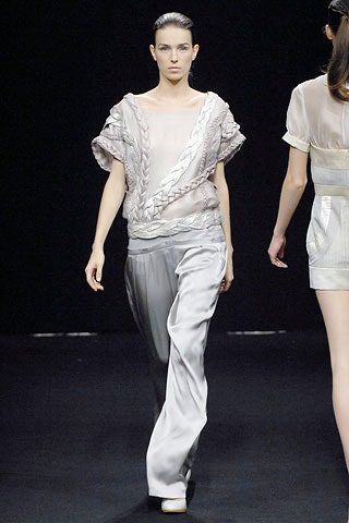 gray silk short-sleeve v-neck relaxed draped sheer top