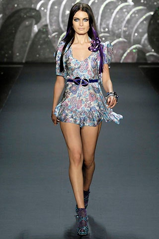 blue and purple silk romper