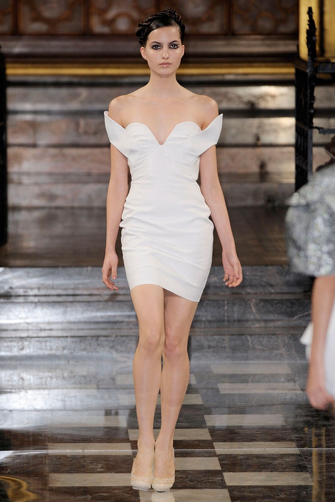 fitted white silk mini dress