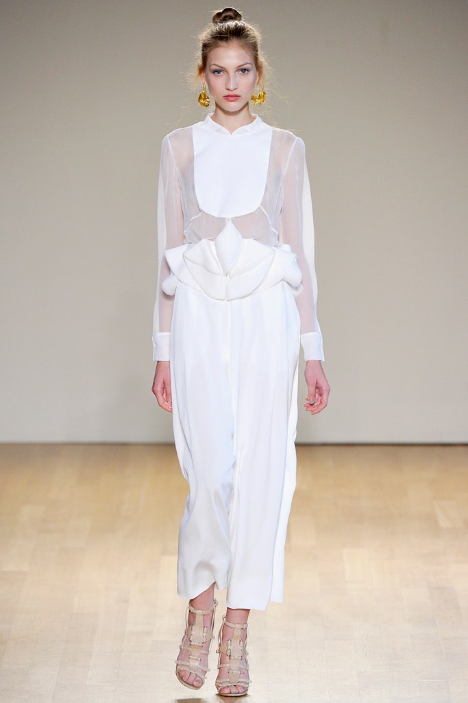 white silk blouse and pants