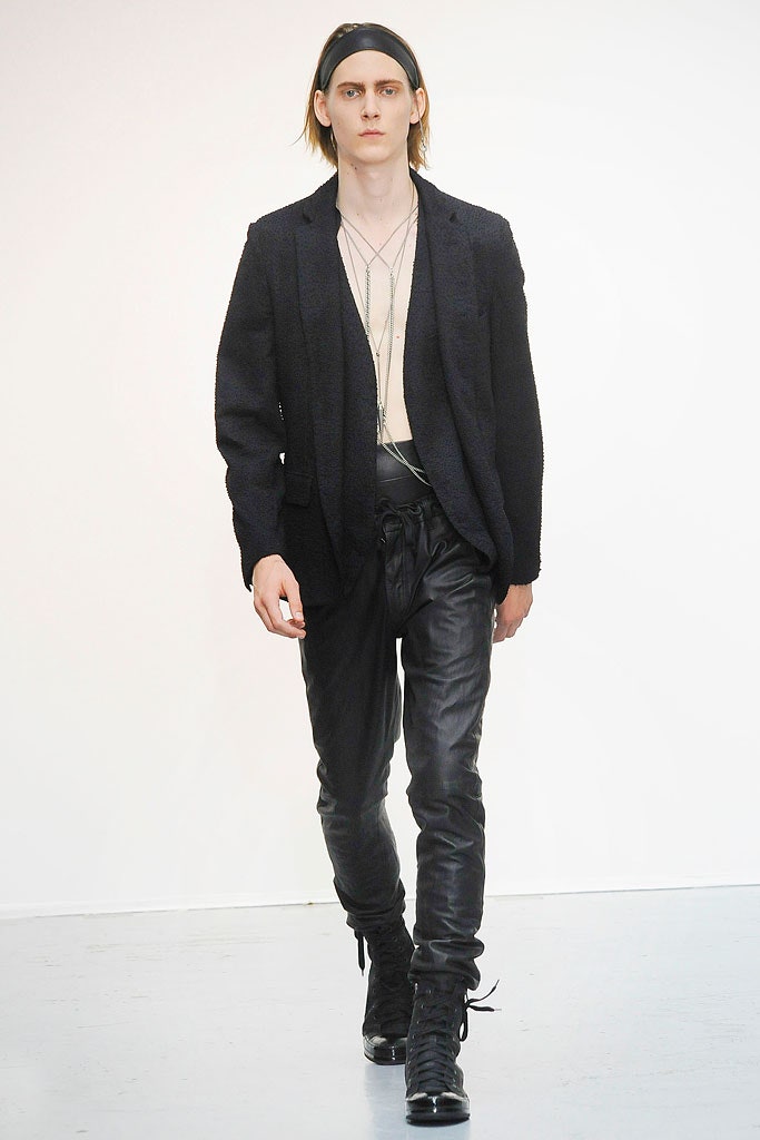 black tailored blazer with leather pants