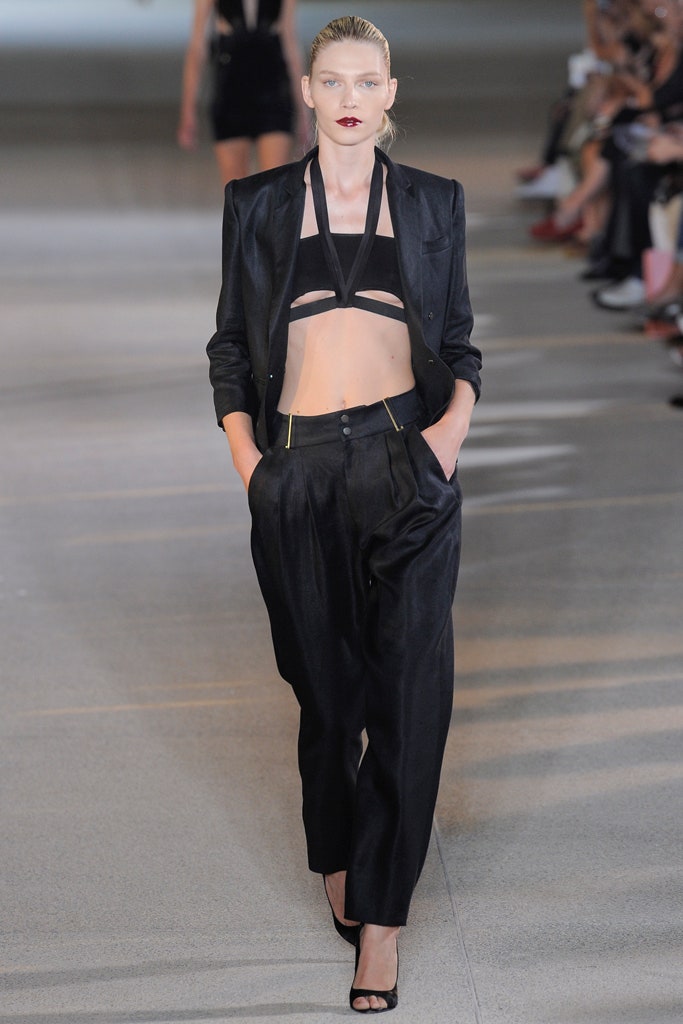 black silk blazer and top