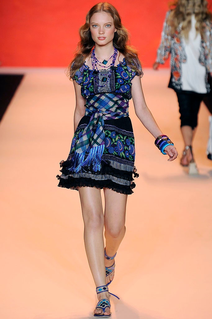blue green embroidered mini dress