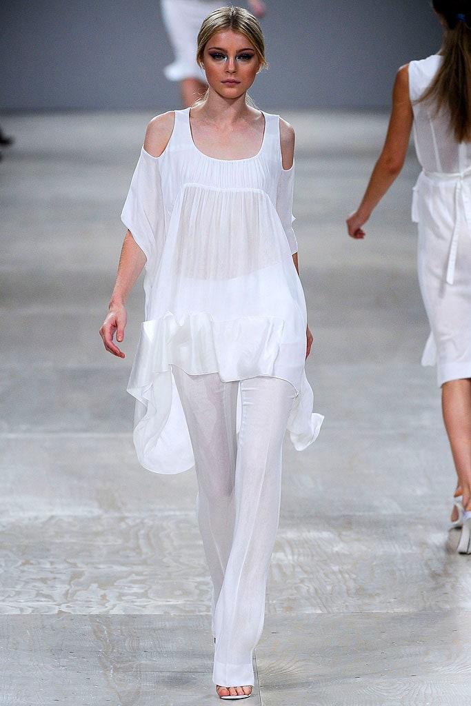 white flowing top and pants