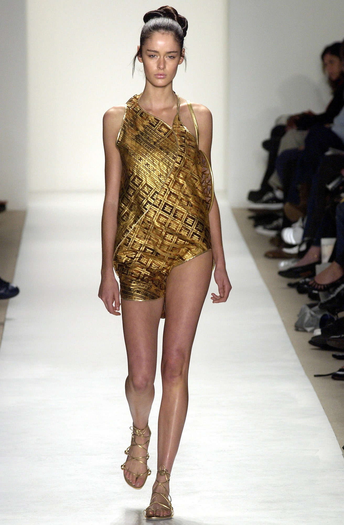 gold silk sleeveless romper