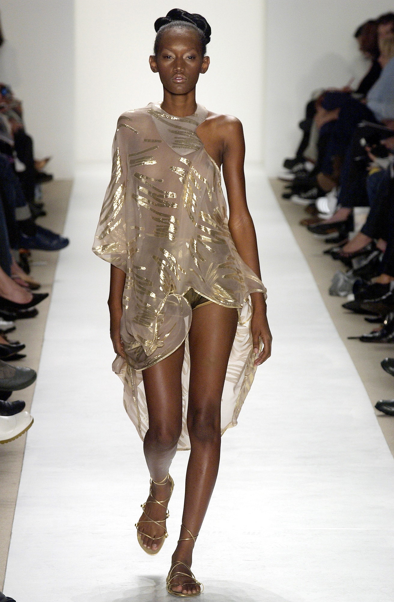 gold beige asymmetric draped dress