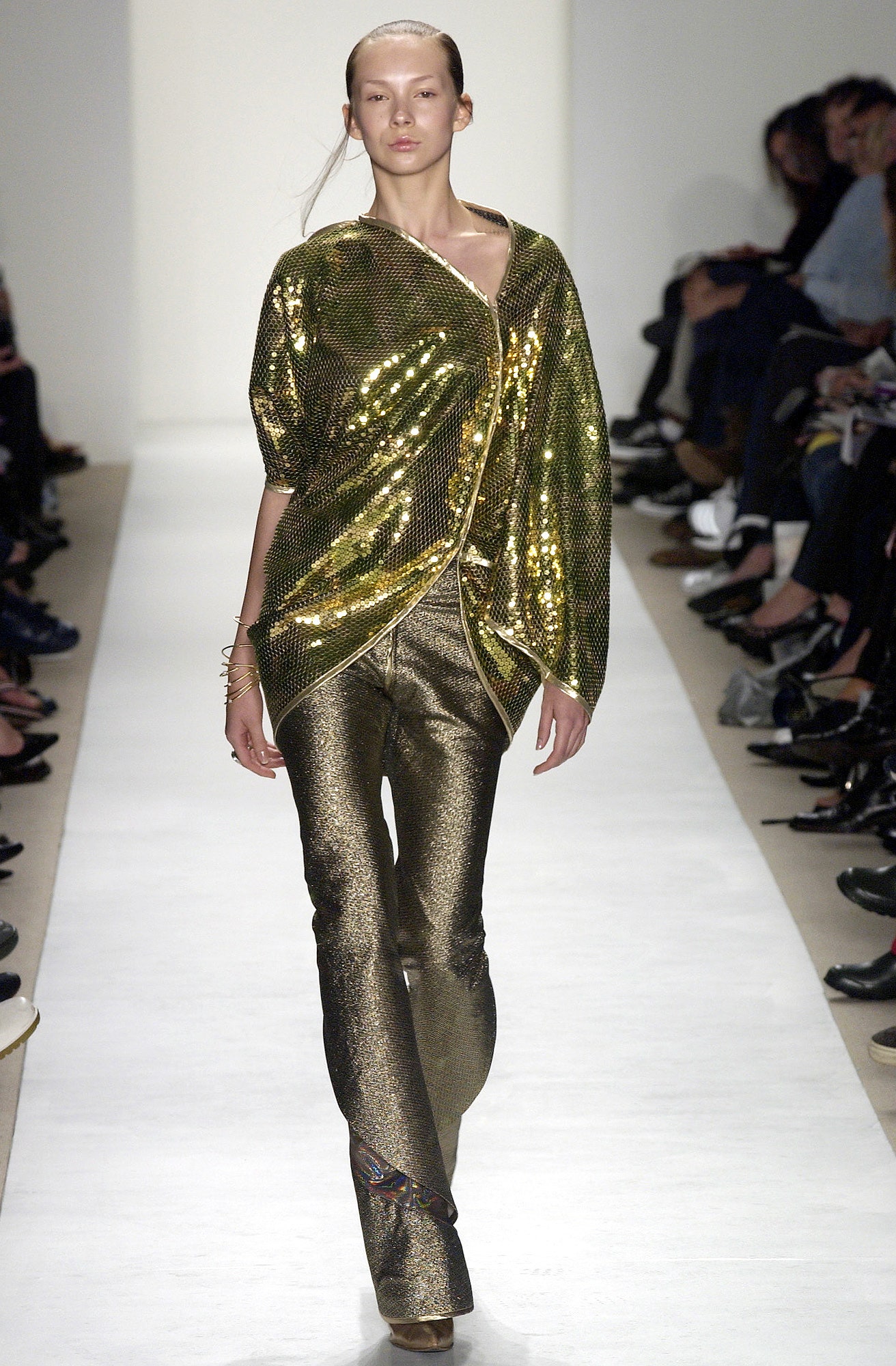 gold metallic top and pants