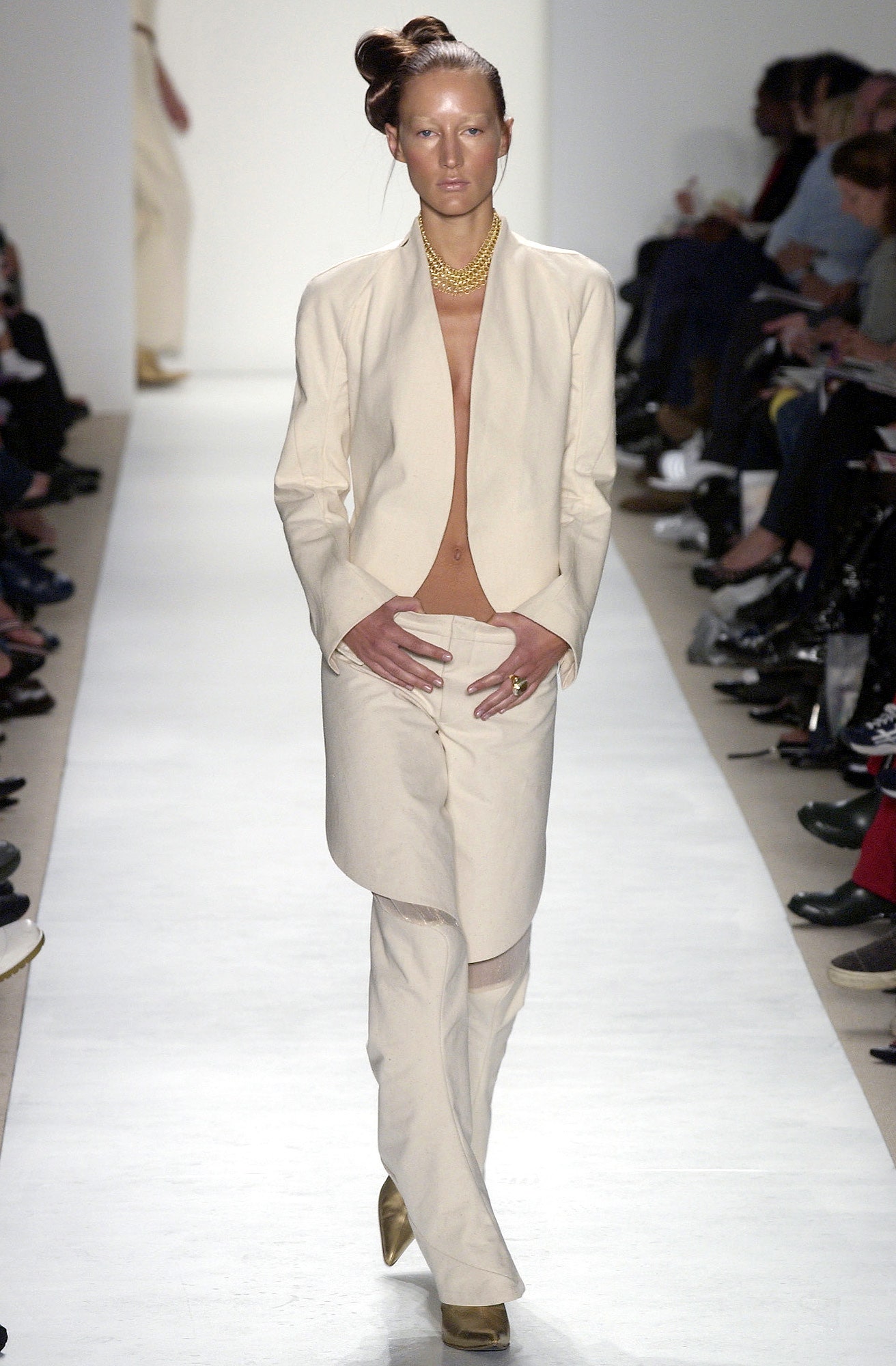 beige fitted blazer and pants