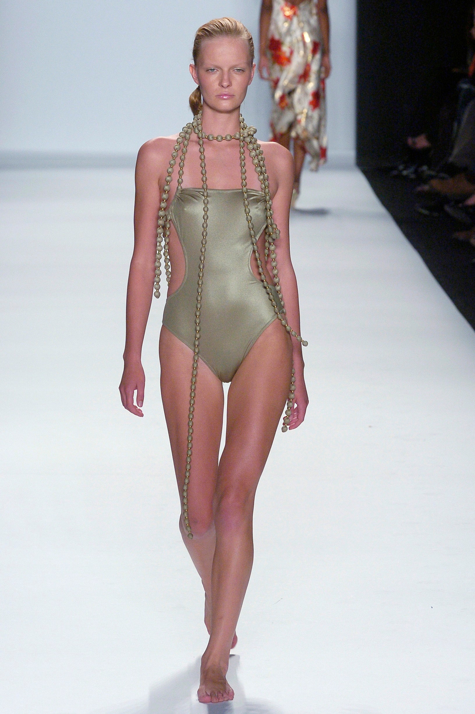 fitted green neoprene swimsuit