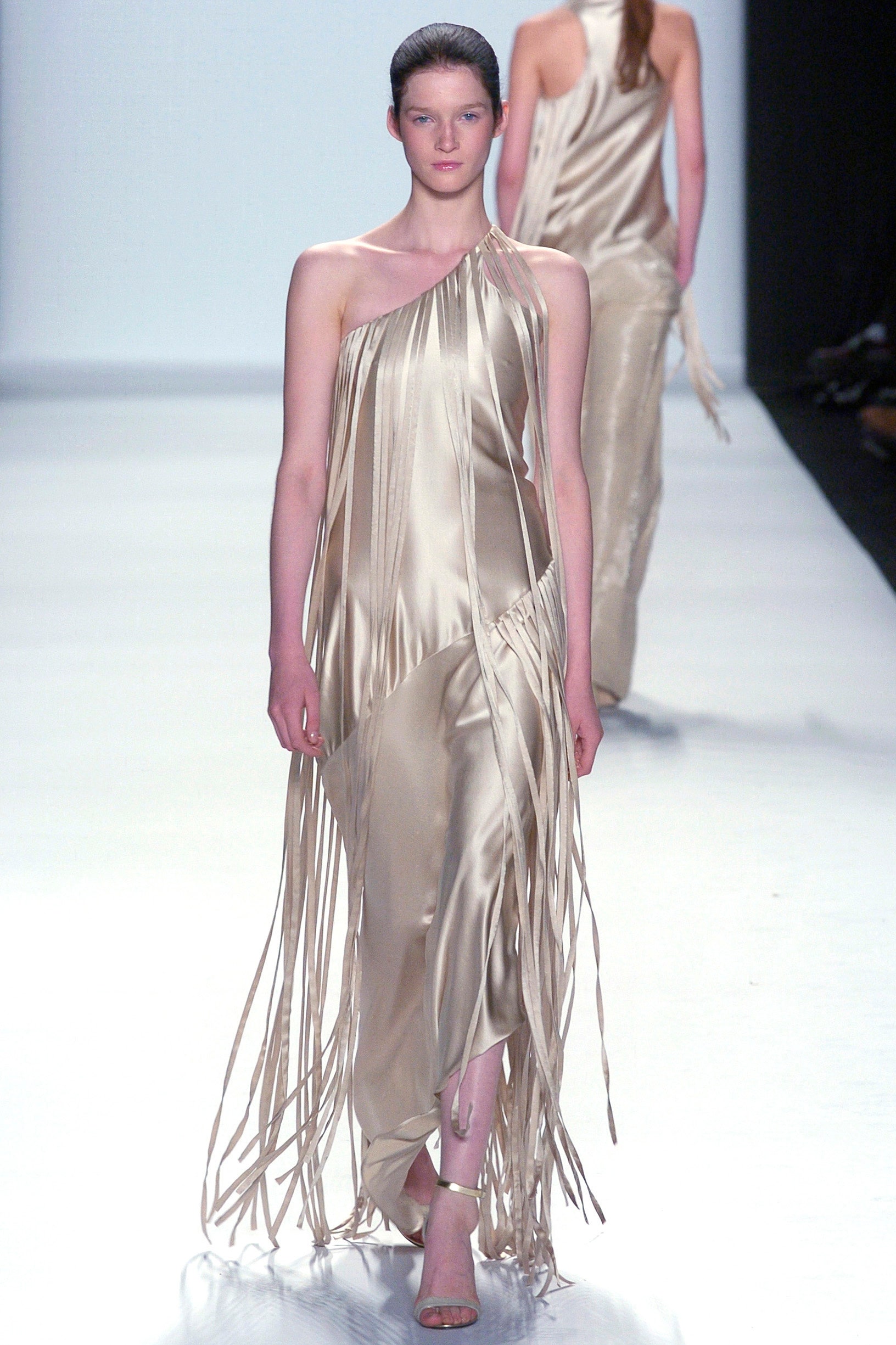beige silk asymmetric dress