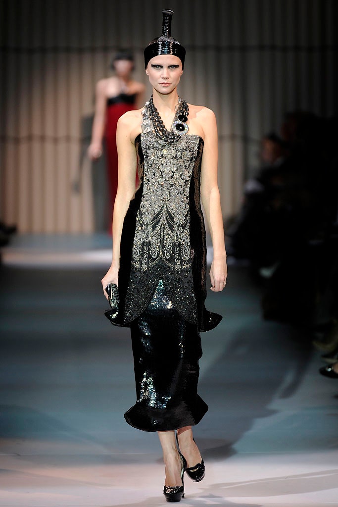 black sequin embellished gown