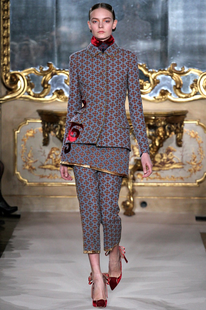 tailored blue and red suit