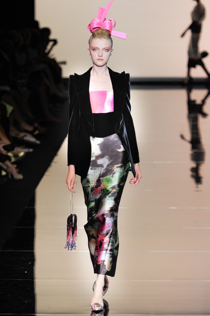 black velvet blazer with pink top