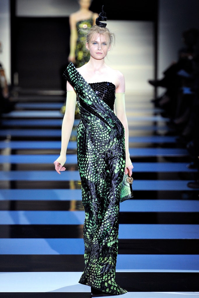 fitted green black silk gown