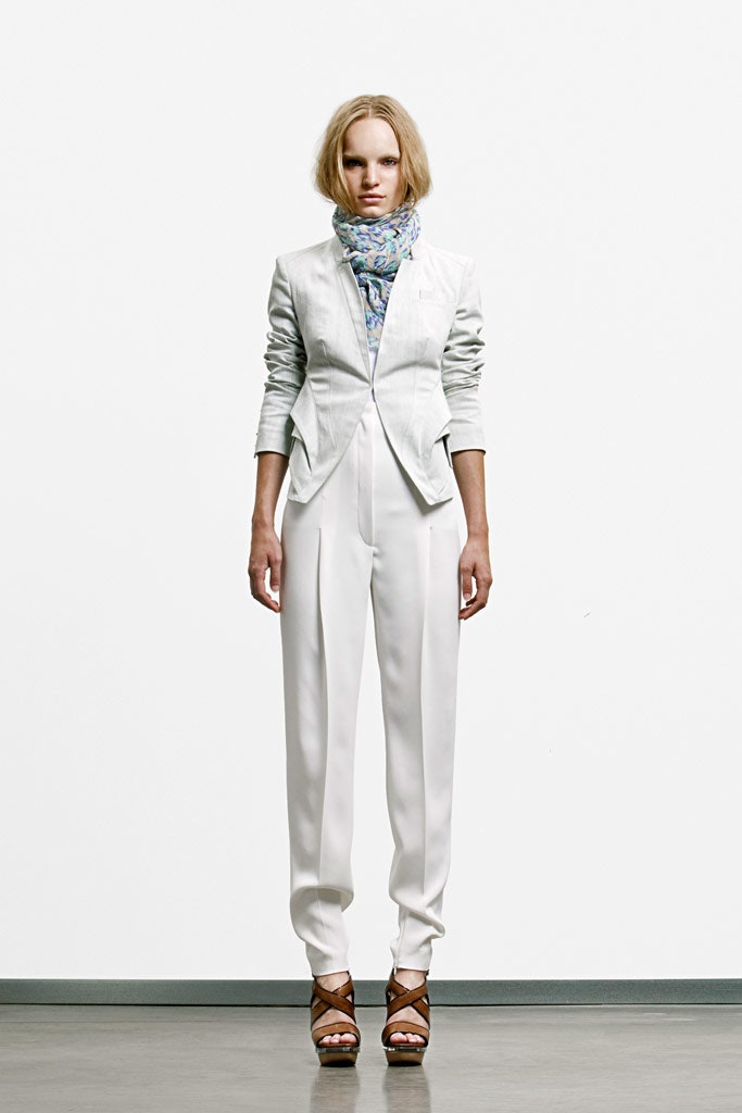 white tailored blazer and pants