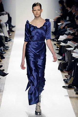 blue silk fitted dress