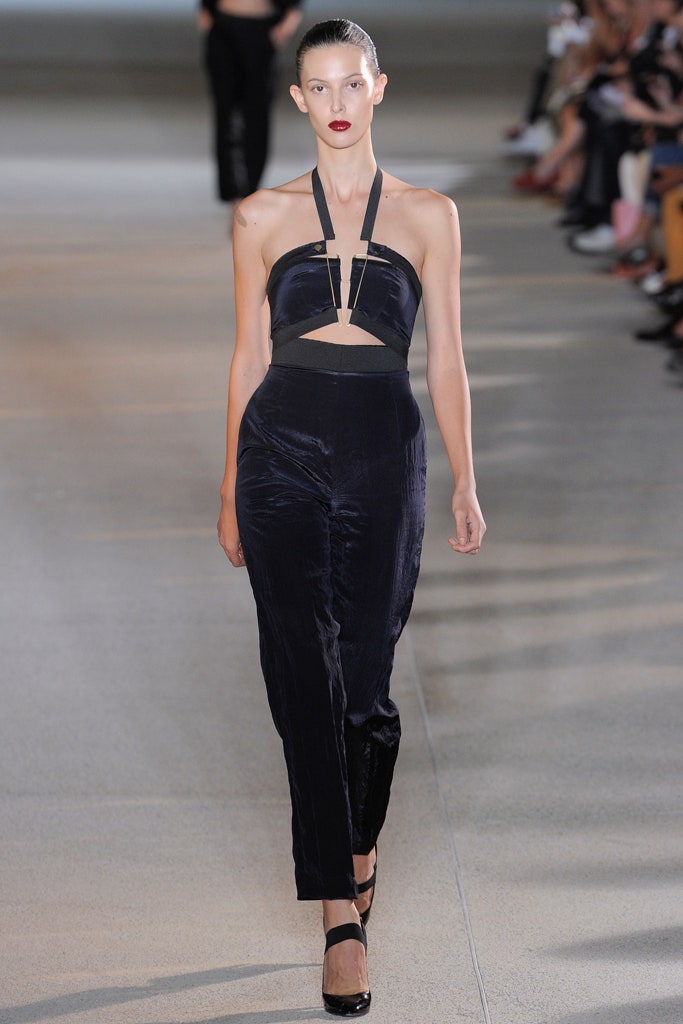 black silk fitted jumpsuit