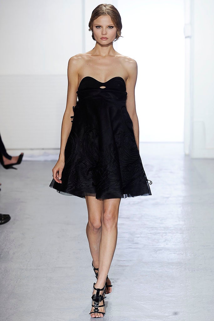 black silk strapless mini dress