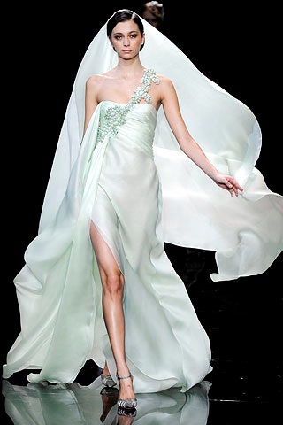 light green silk gown