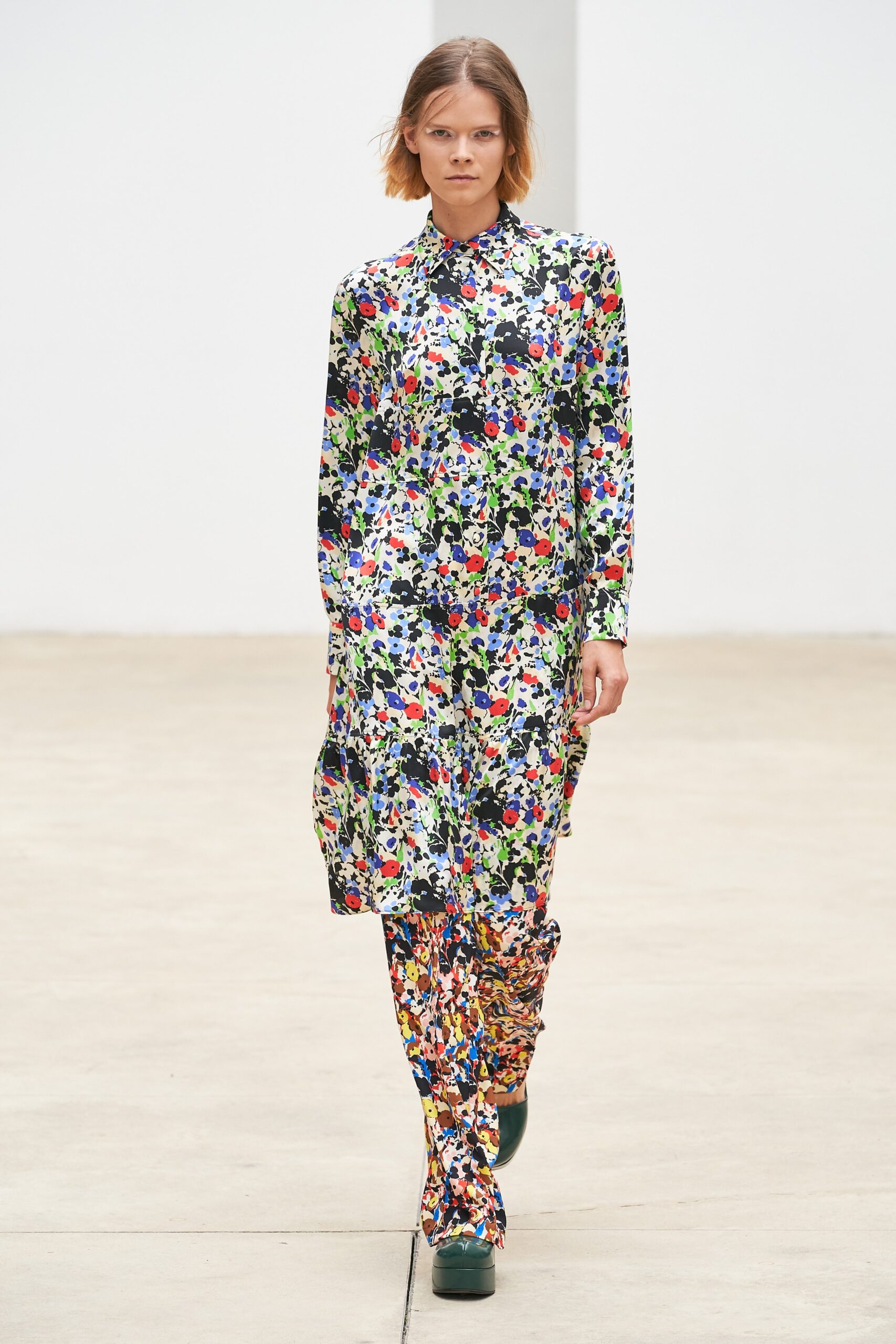 multi-colored printed dress and pants