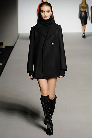 black wool long-sleeve collared oversized buttoned coat