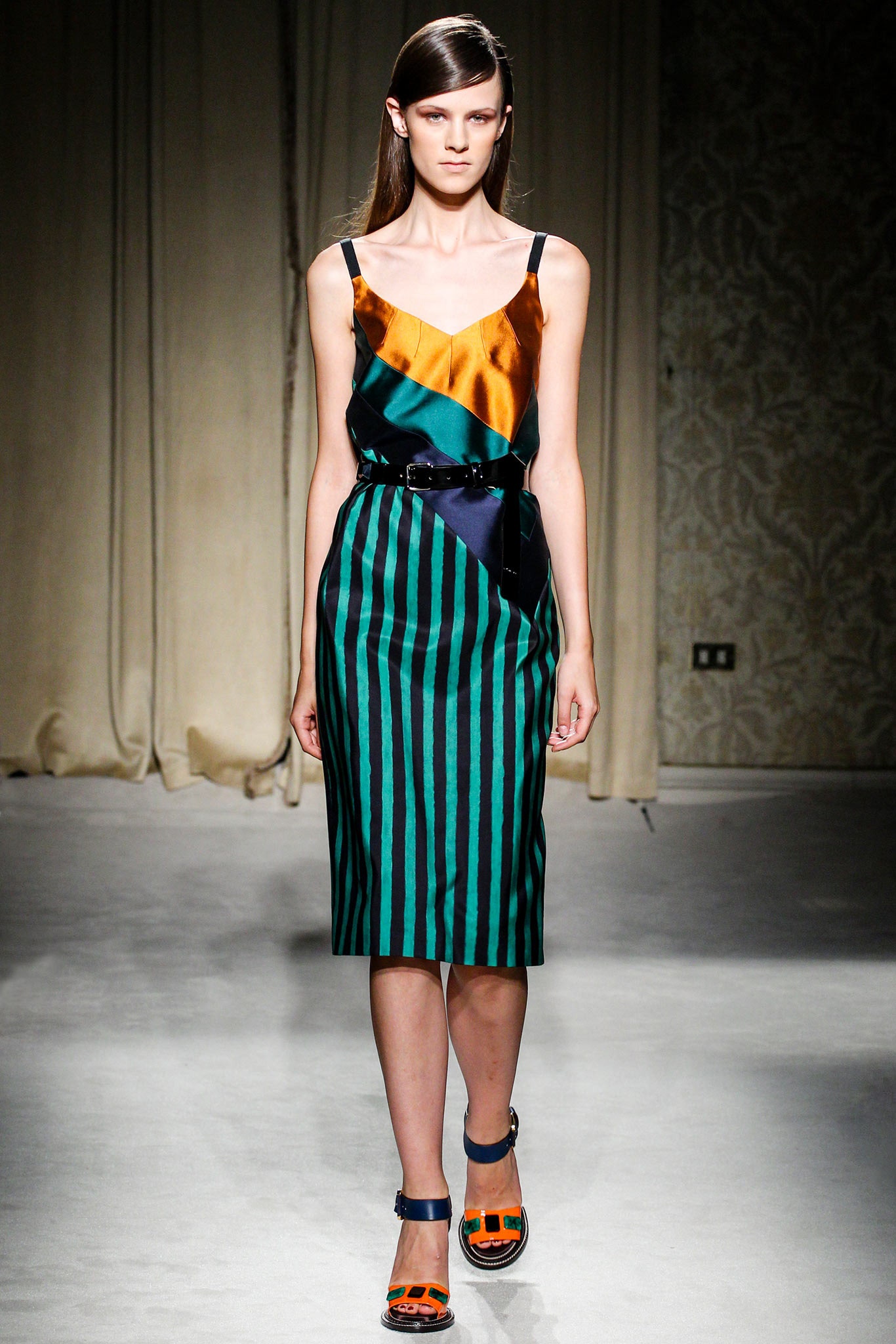 striped silk sleeveless dress
