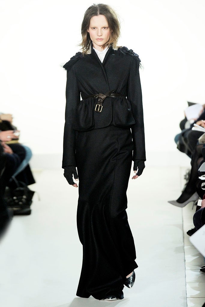 black fitted blazer and maxi skirt