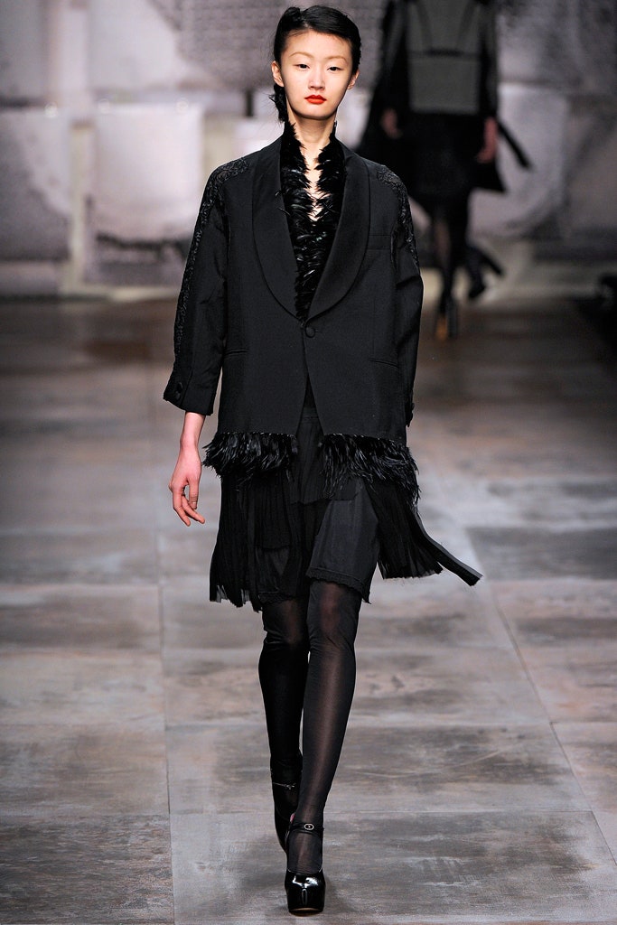 black tailored blazer and fitted dress