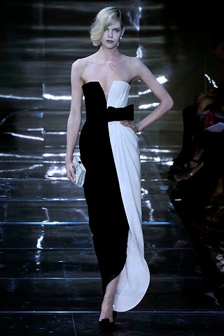 black and white silk gown
