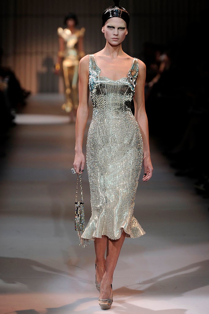 fitted silver beaded dress