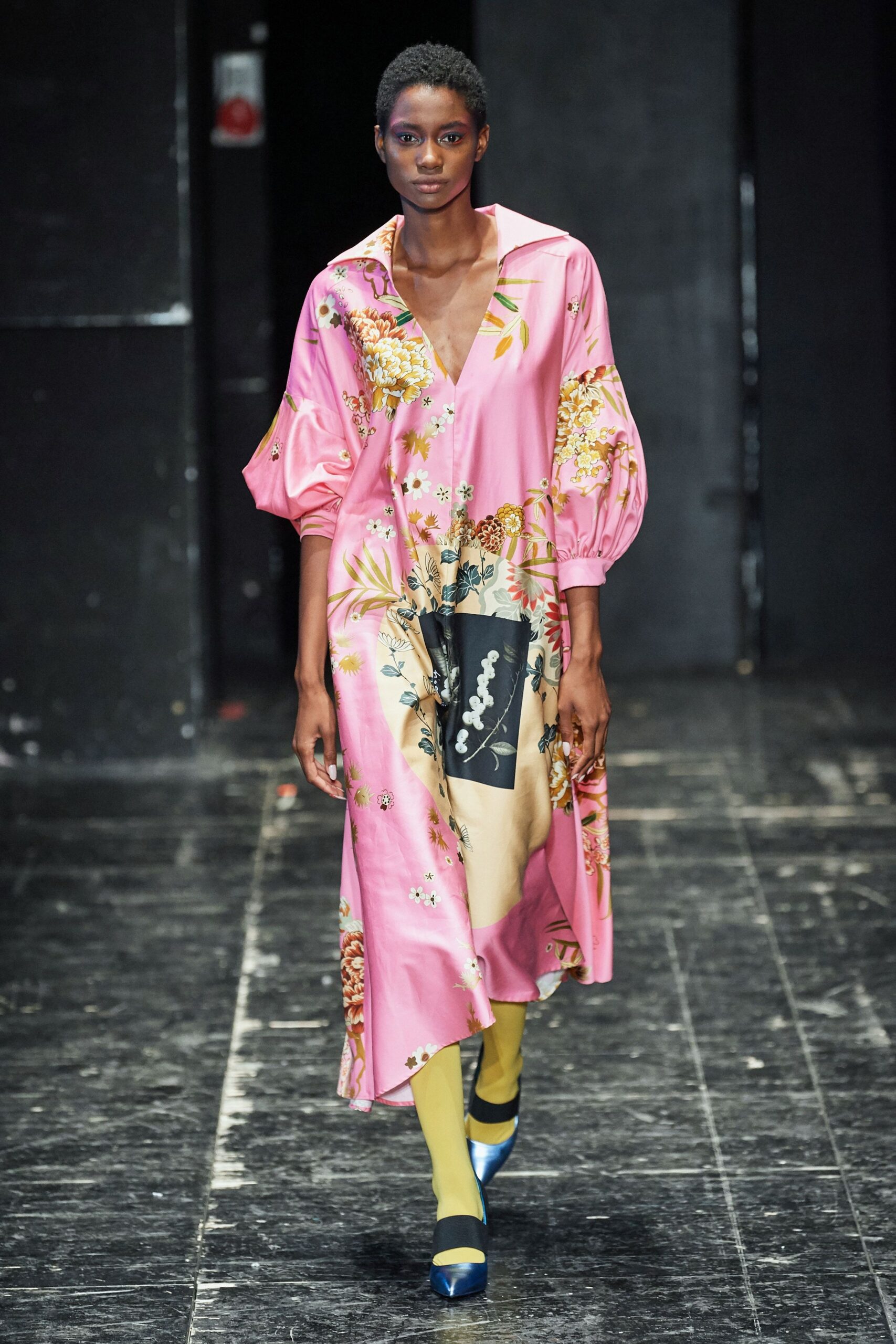 pink floral midi dress