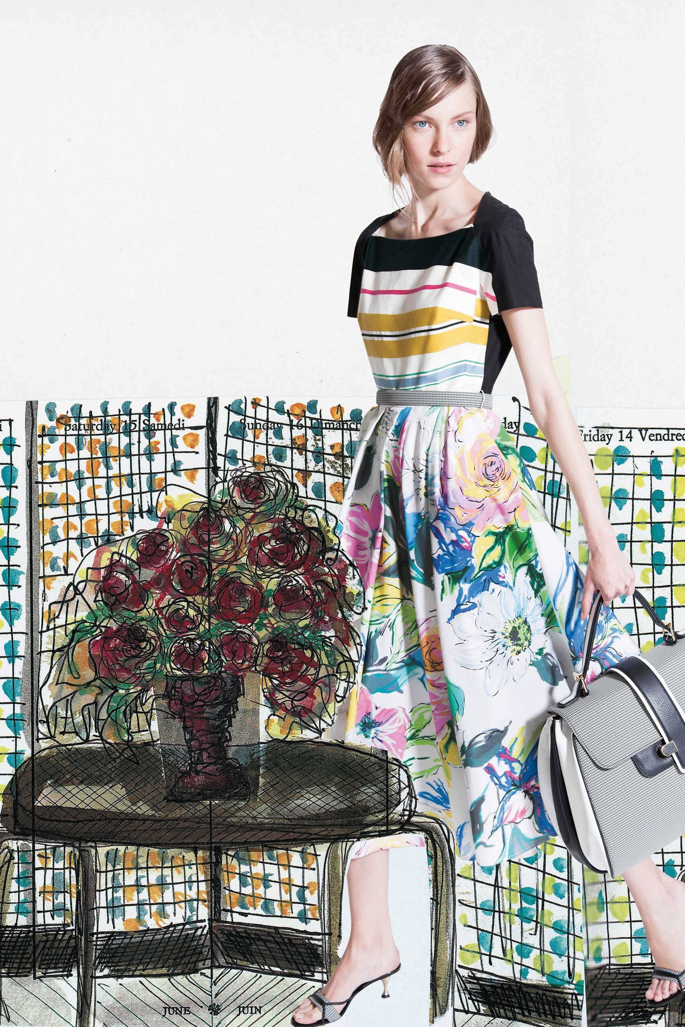 color-blocked midi dress
