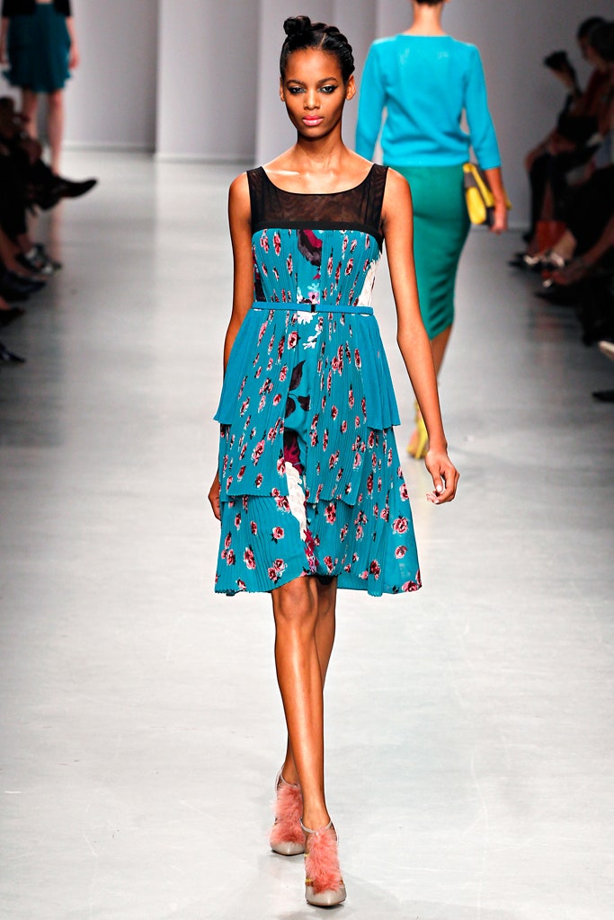 teal floral tiered midi dress