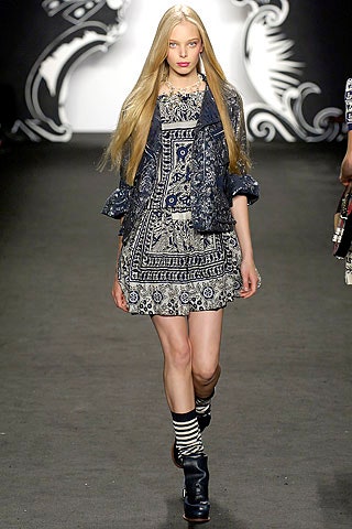 blue and white printed mini dress