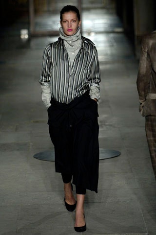 relaxed striped shirt and wide-leg pants