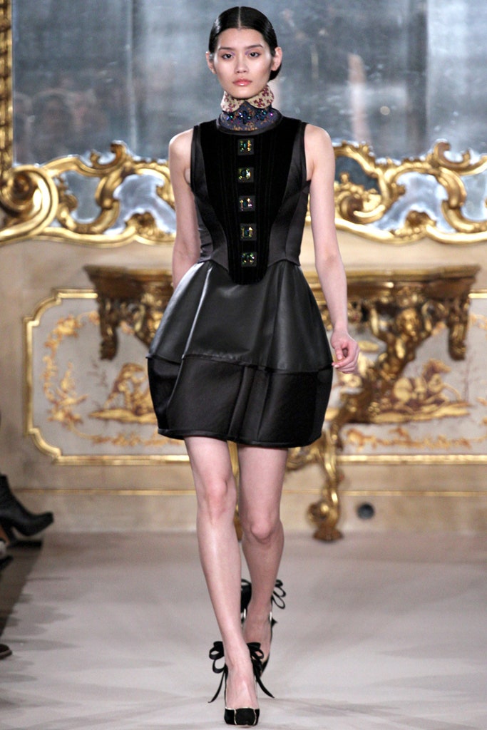 black leather fitted mini dress