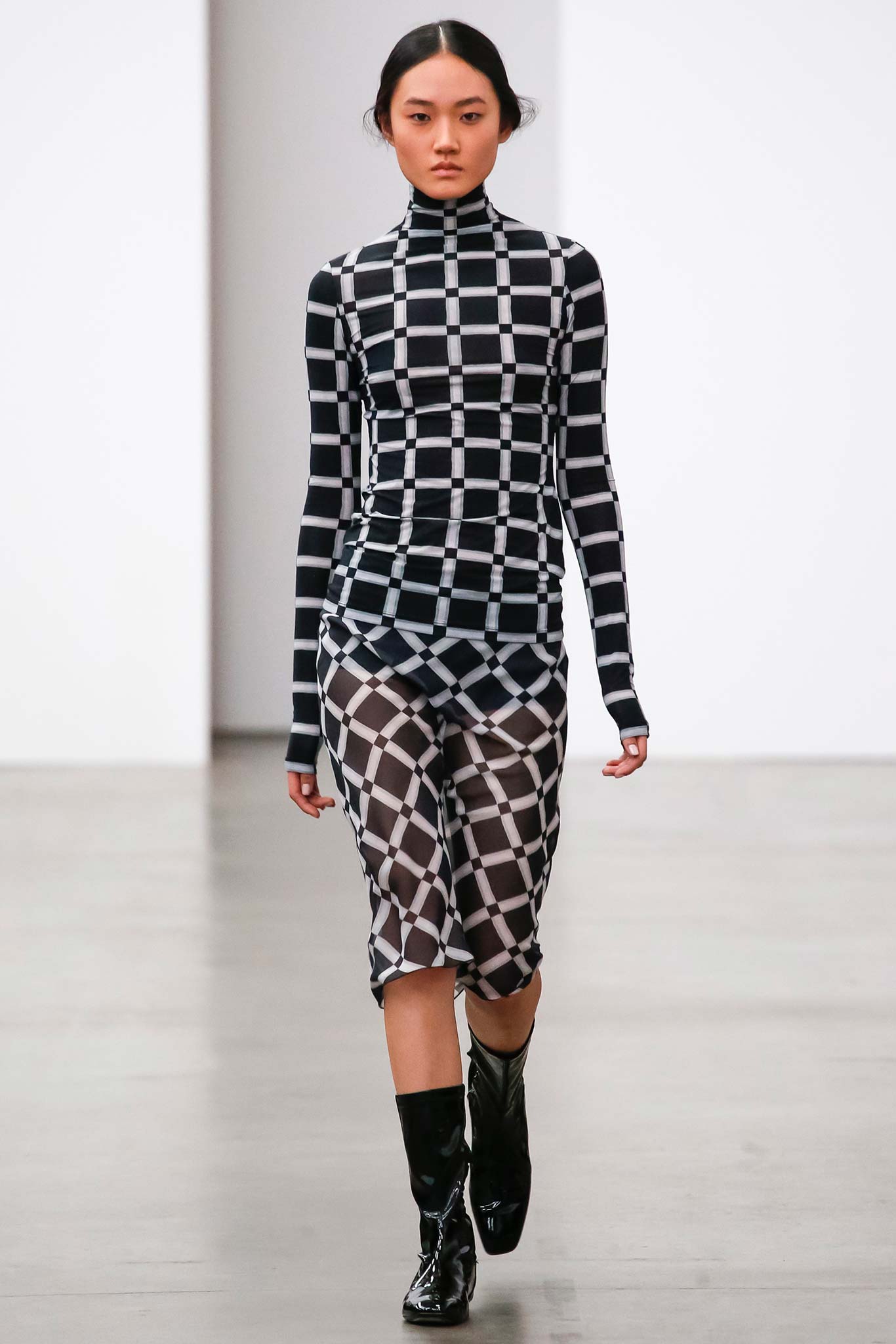 black and white checked outfit