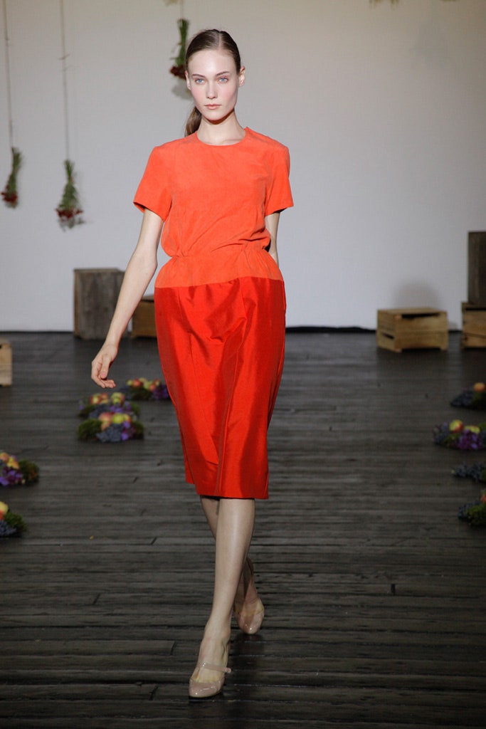 red fitted cotton midi dress