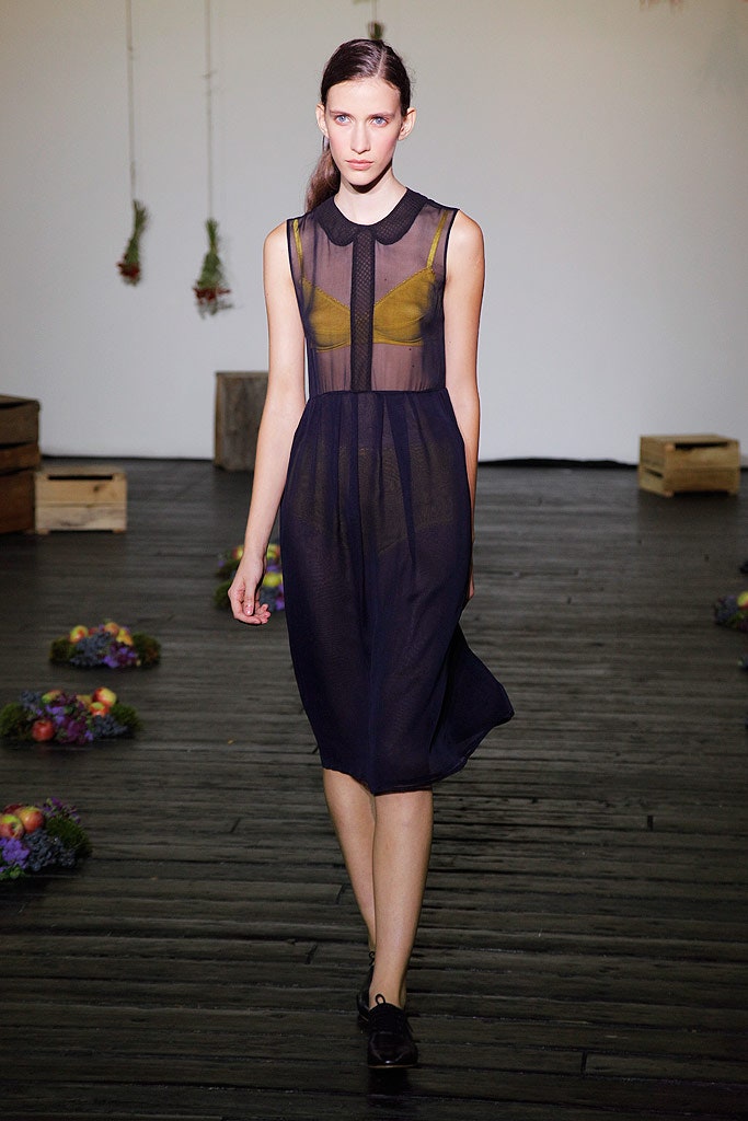 black sheer collared midi dress