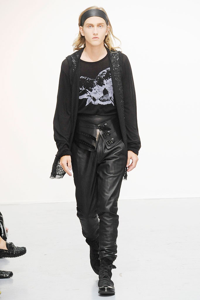 black fitted top and leather pants