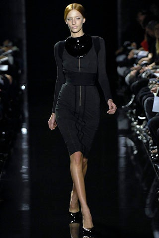 fitted black midi dress