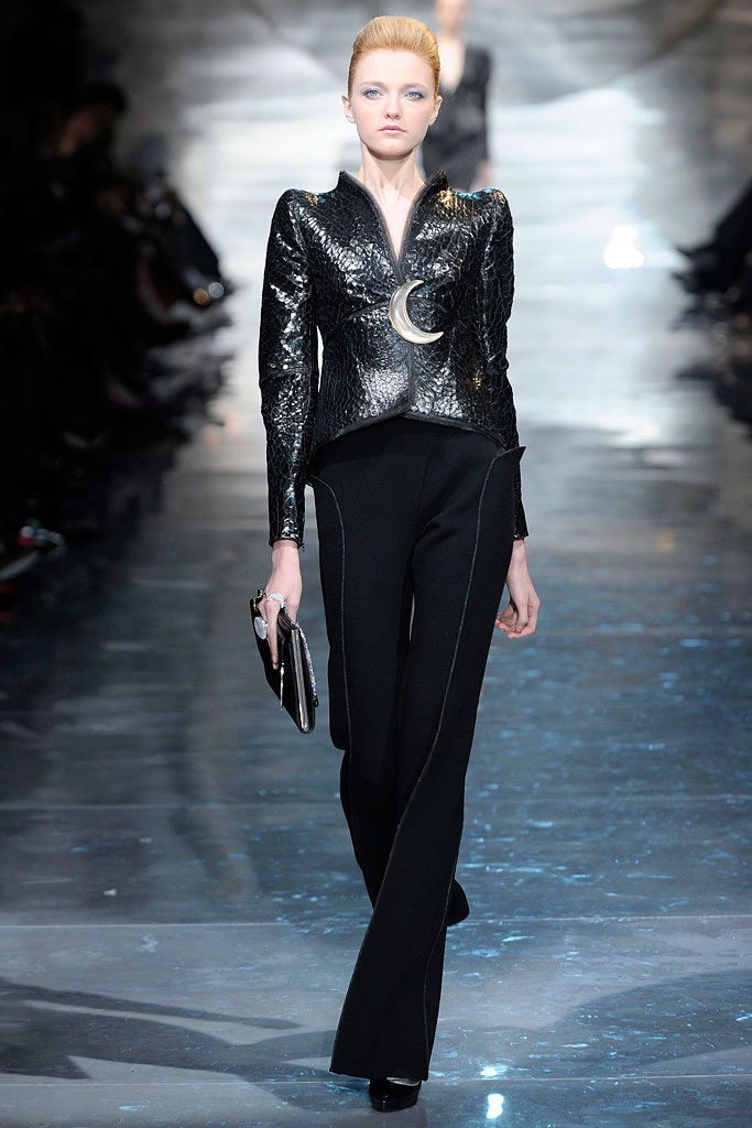 black wool fitted flared pants