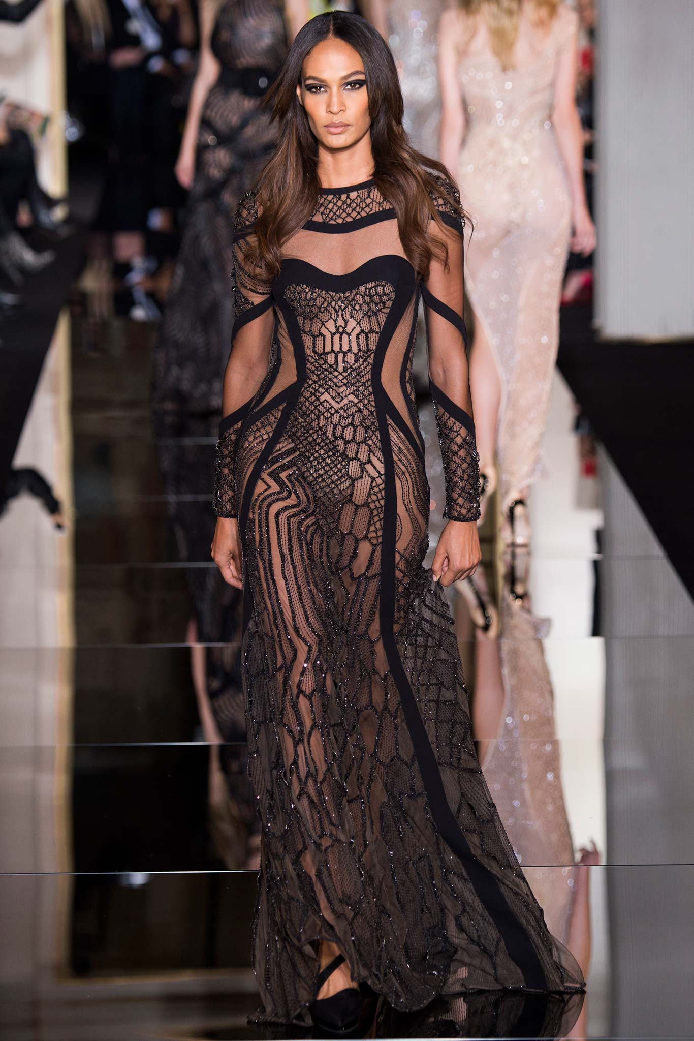 black lace fitted gown