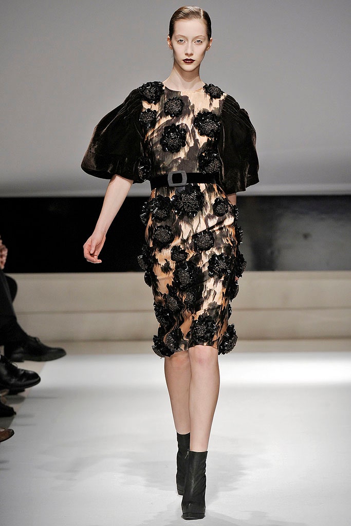 black and beige floral midi dress