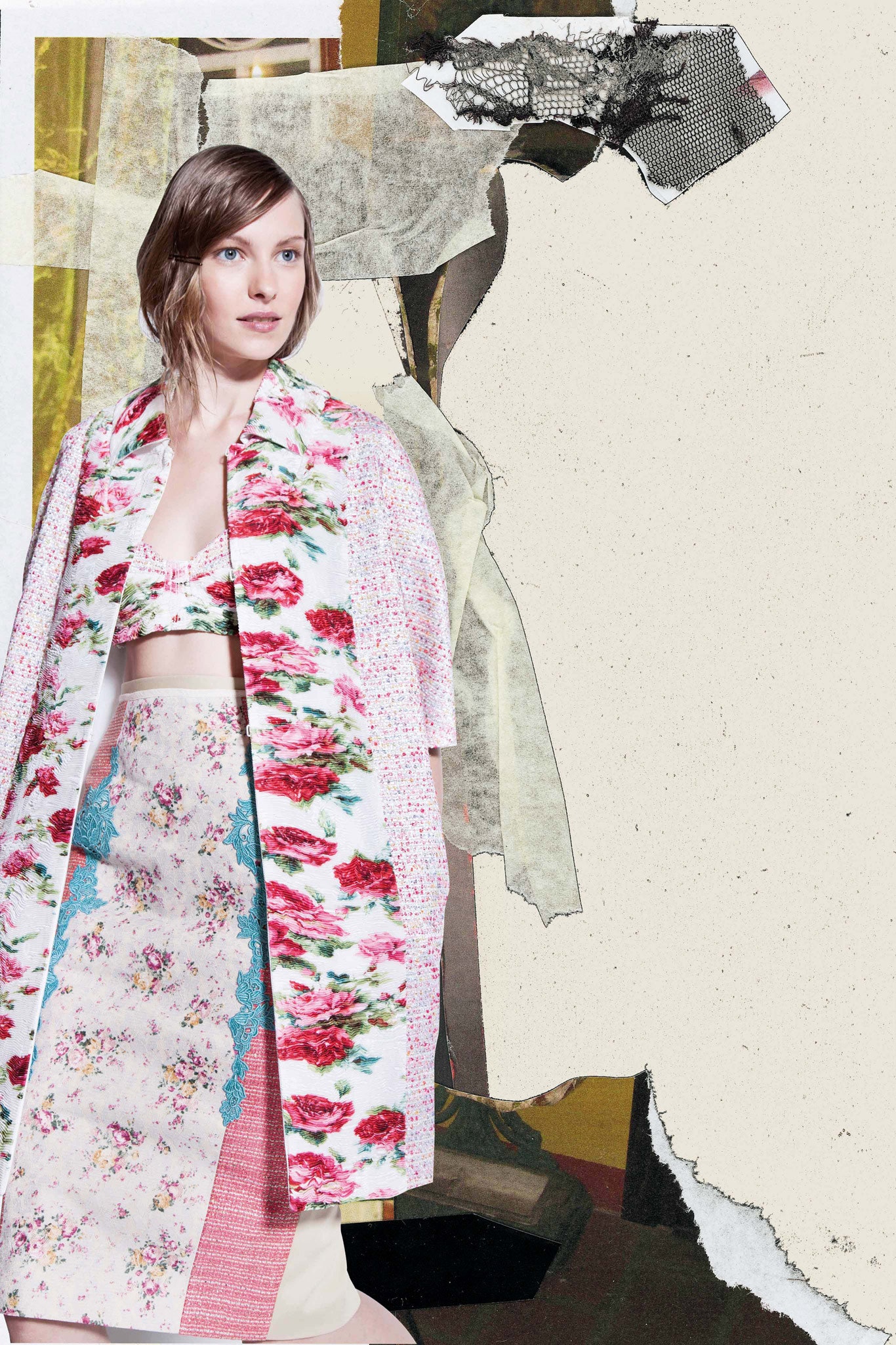 floral midi dress with relaxed coat