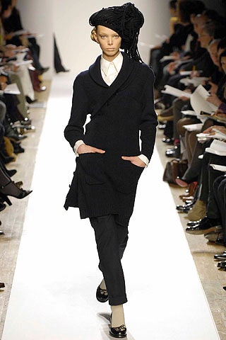 black wool coat with tailored pants